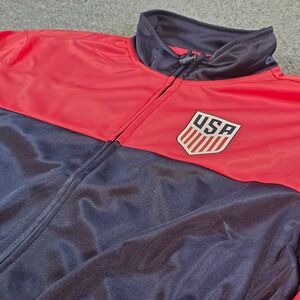 USA Soccer Mens Medium Icon Sports Track Jacket Red Navy Blue Full Zip USMNT New
